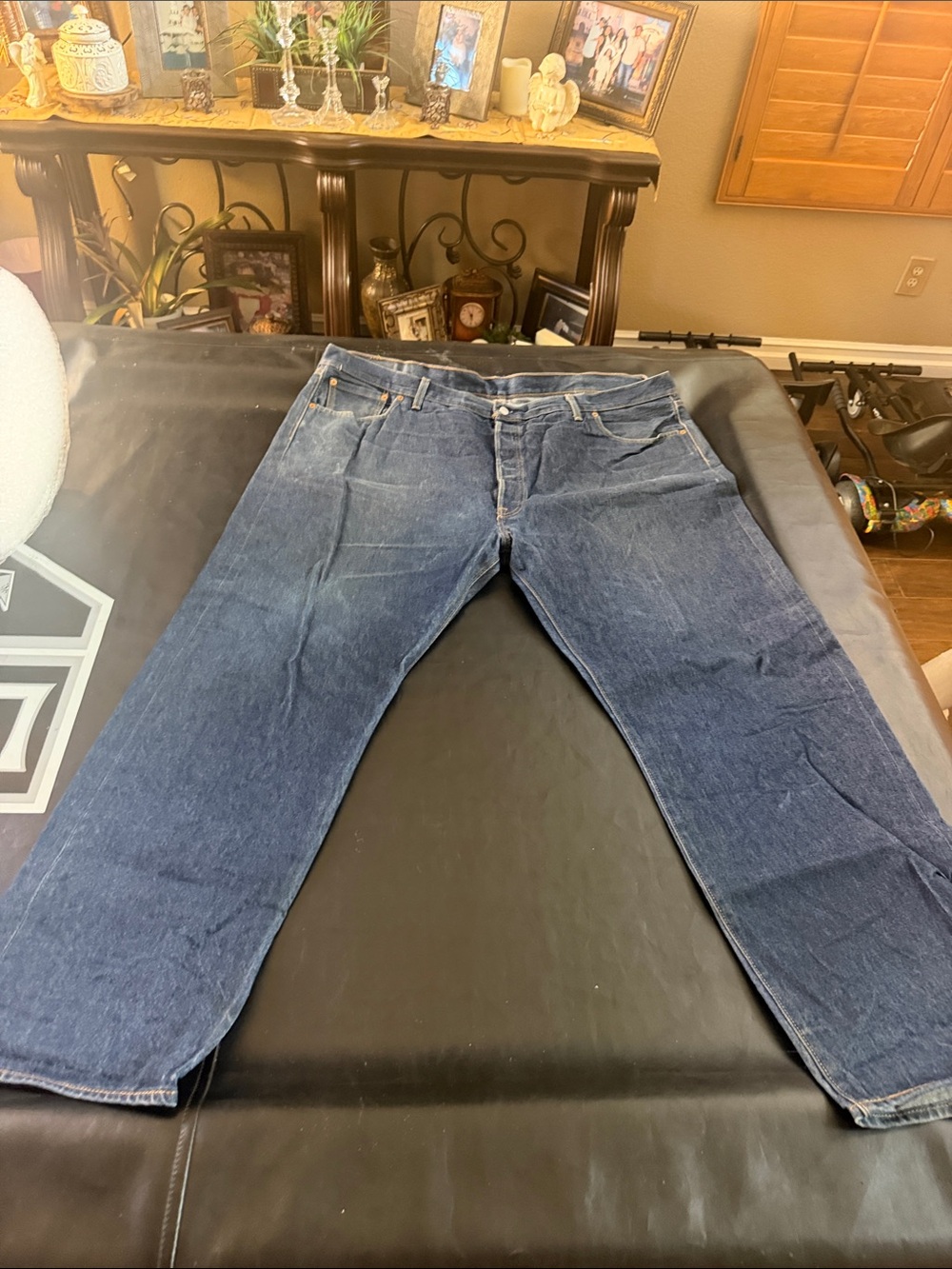 Levi's 501 original Men's 50X34 Relaxed Fit Jeans in Dark Blue Denim